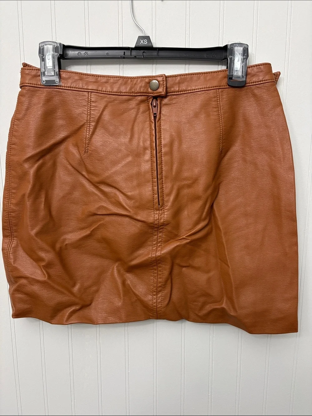 Free People Faux Leather Mini Skirt Women Size 6 Caramel Brown